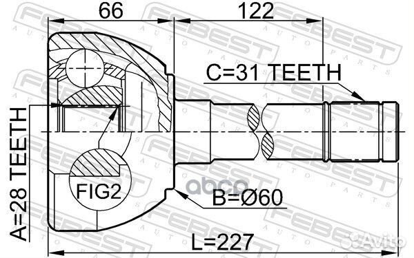 Шрус наружный 28x60x31 (nissan patrol safari Y6