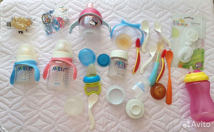 Молокоотсос avent ручной с бутылочками