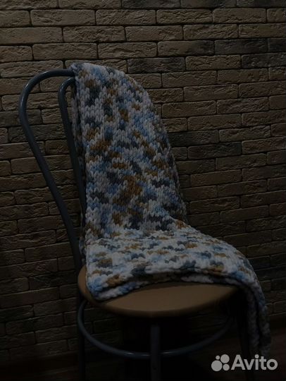 Плед вязаный из alize puffy