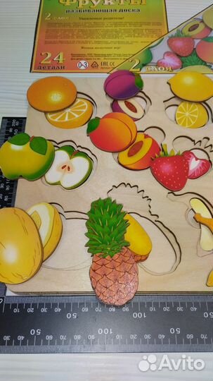 Пазлы деревянные детские Фрукты Транспорт