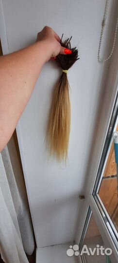 Волосы для наращивания натуральные 50 см омбре