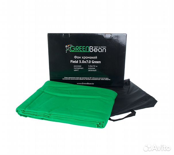 Фон хромакей GreenBean Field 3.0 х 7.0 Green