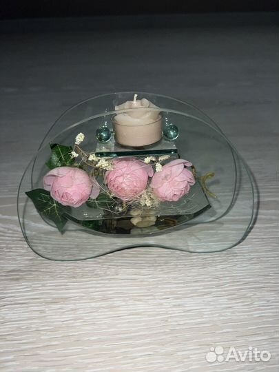 Стеклянная подставка для свечки