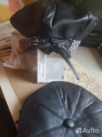 Берет женский кожаный