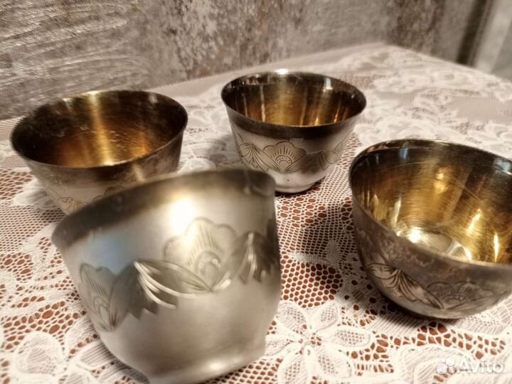 Набор из рюмок, мельхиор 4 шт