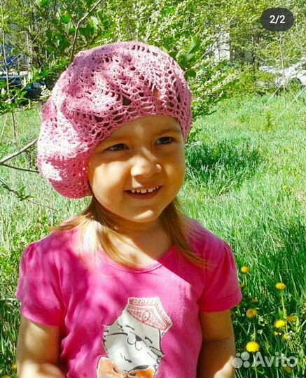 Ажурная панамка и беретка из 100хлопка