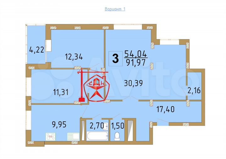 3-к. квартира, 87,8 м², 12/12 эт.