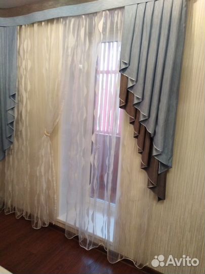Комплект шторы и тюль ламбрикен