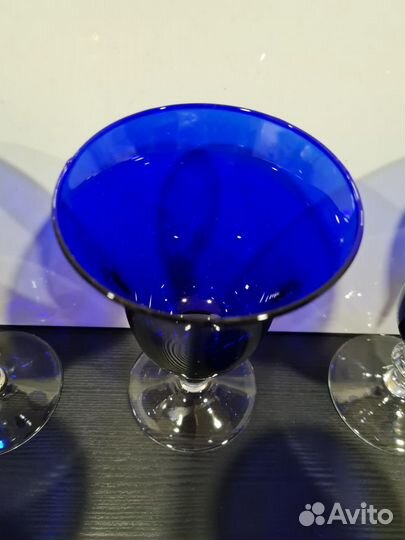 Фужеры синего цвета зд Гусь Хрустальный