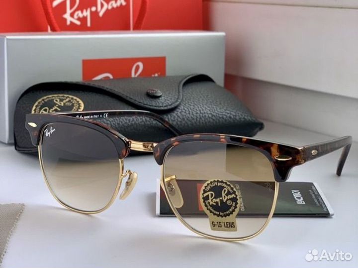 Очки ray ban clubmaster коричневые