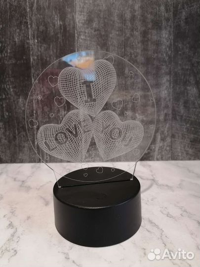 3D светильник сердечки