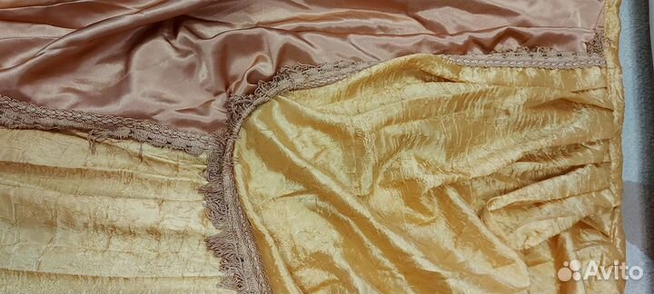 Готовый ламбрекен и шторы с бахромой. Тюль