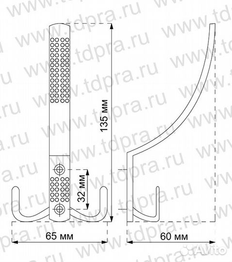 Крючок трехрожковый Naktoli, хром