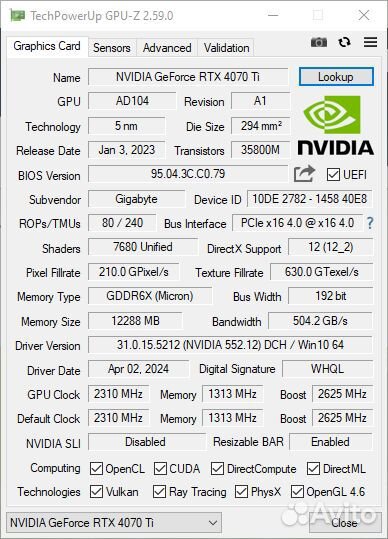 Rtx 4070 Ti gigabyte