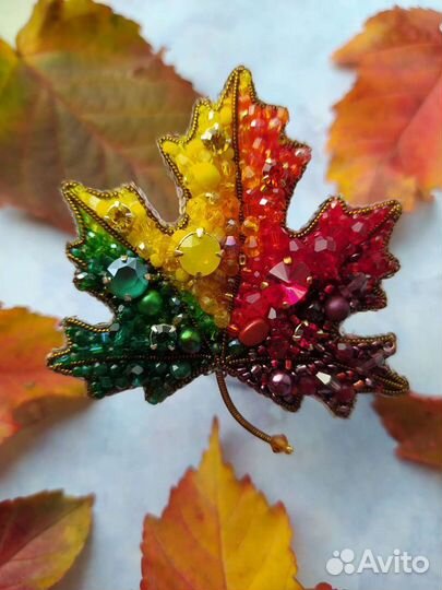 Брошь осенний лист