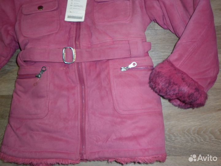 Новая зимняя искусственная дубленка девочкам 5-7 л