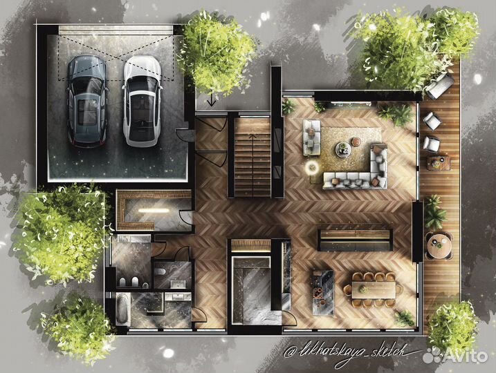 Визуализация интерьера / скетч