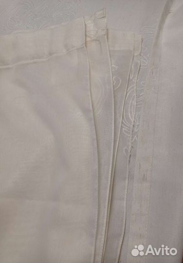 Шторы + тюль белые под лён на 2 окна в спальню