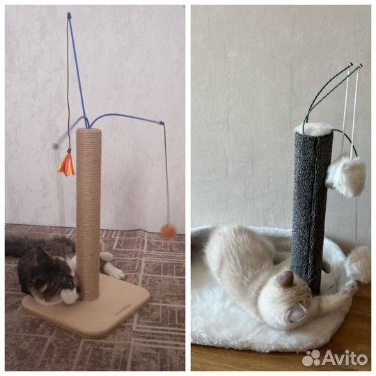 Когтеточка столбик с игрушками(новые)