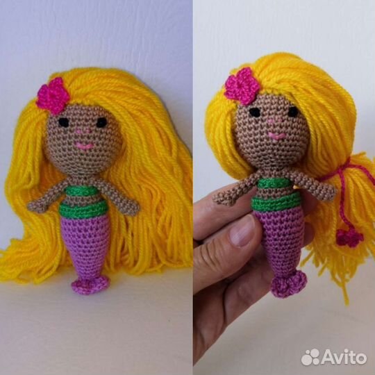 Игрушки, связанные крючком, собака, русалка, пупс