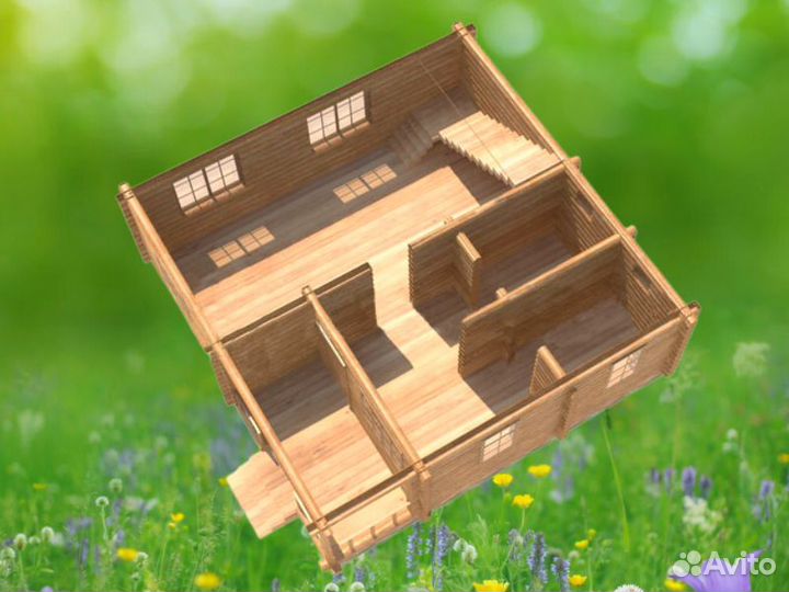 Сруб дома из бревна ручной рубки Не Бруса 8x8