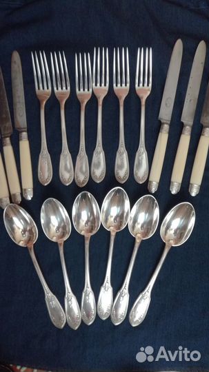 Серебро Франция 950. Ложки столовые, вилки + ножи