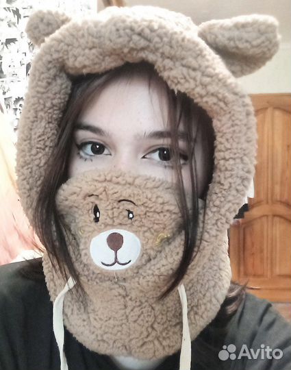 Балаклава шапка-мишка с ушками и маской