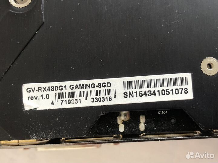 Видеокарта Gigabyte GV-RX480G1 Gaming 8G нерабочая