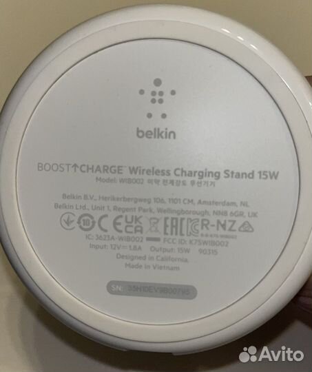 Беспроводное зу Belkin boost charge 15W WIB002vfwh
