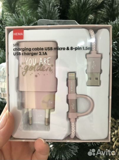 Зарядное устройство 2 в 1 iPhone,micro usb