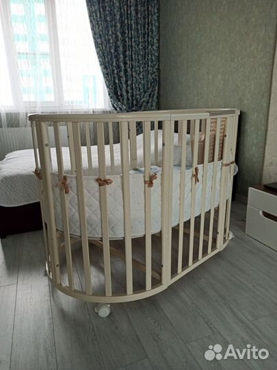 Кроватка детская круглая/овальная,трансформер 7в1