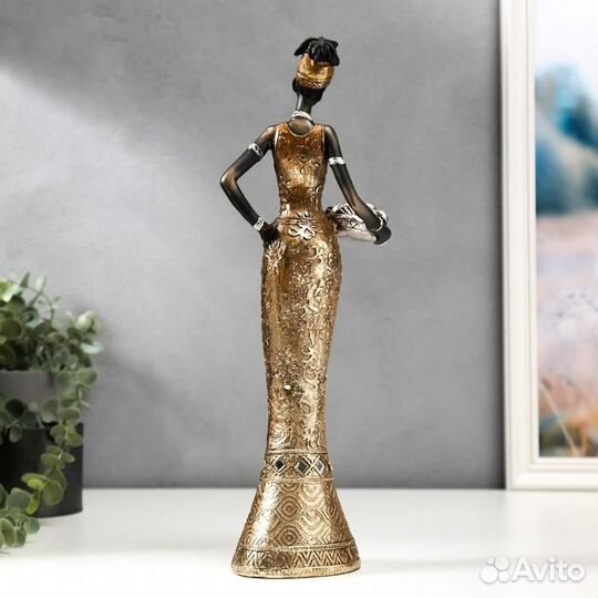 Сувенир полистоун 'Девушка из Африки' микс 35,7х9