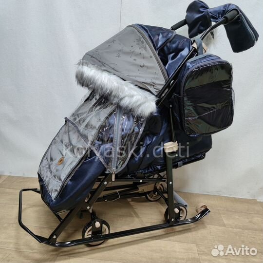 Санки-коляска Galaxy Glory gloss синий