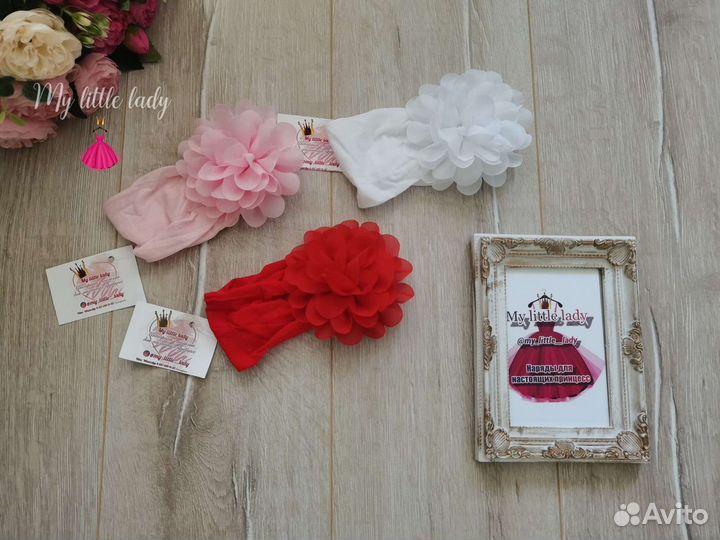 Повязка на голову для девочки большой цветок новая