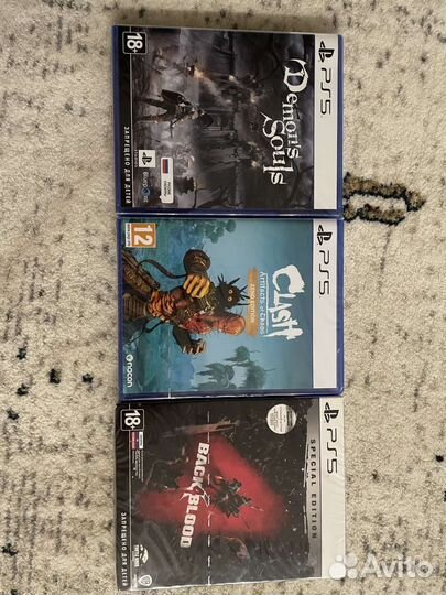 Диски с играми на ps5 Demon souls, Clash, black4