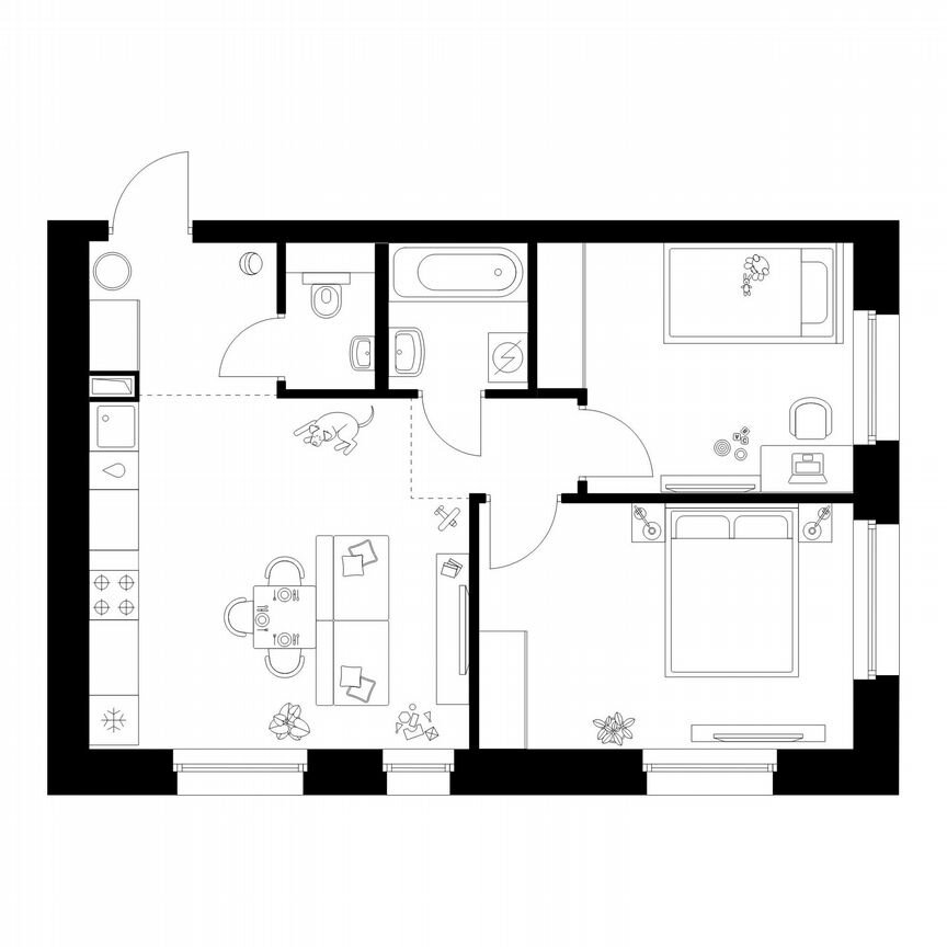2-к. квартира, 52,3 м², 11/45 эт.