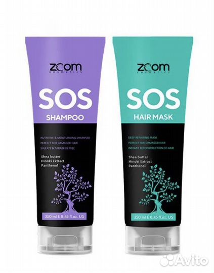 Безсульфатный шампунь zoom sos, zoom keratin