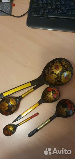 Ложки СССР с хохломской росписью