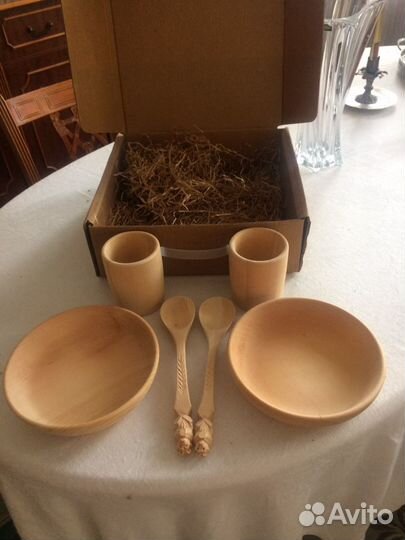 Набор новый кедровый резной