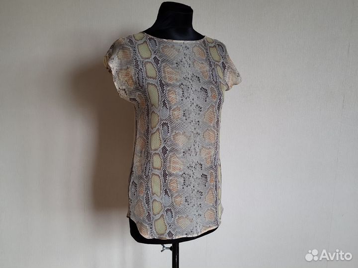 Легкая майка из прозрачного шифона под кожу питона