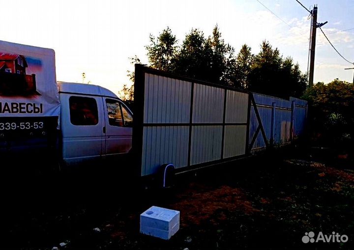 Откатные ворота оцинкованные