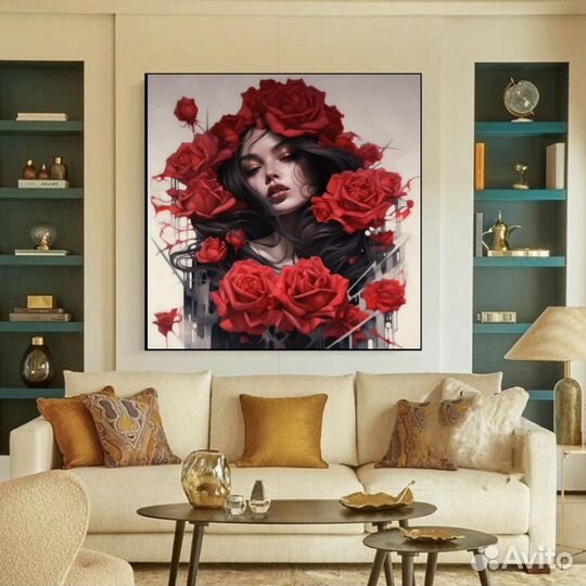Картина маслом погружение в розы Онлайн примерка