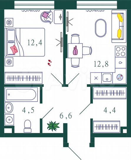 2-к. квартира, 61,3 м², 3/9 эт.