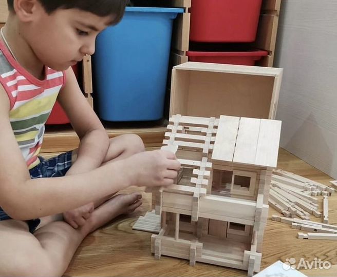 Деревянный конструктор Теремок 2 в упаковке