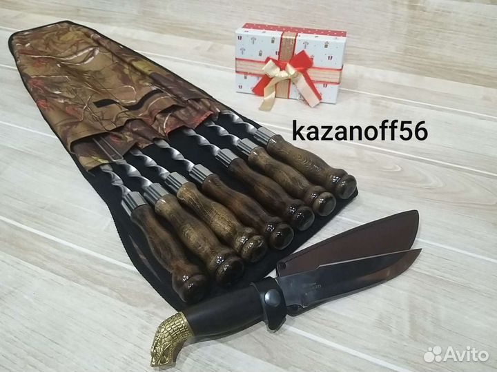 Охотничий нож и шампура / подарок шефу