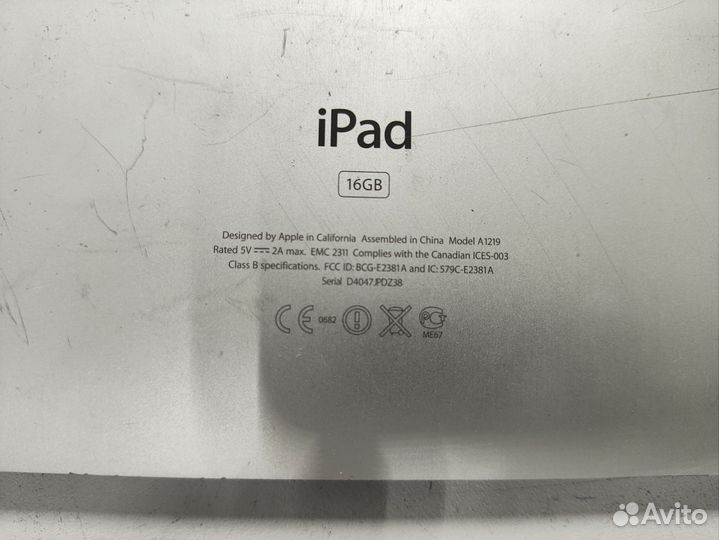 Планшет Apple iPad A1219 без экрана, запчасти