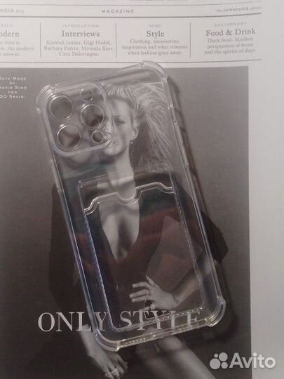 Прозрачный чехол с карманом на iPhone 13 Pro Max