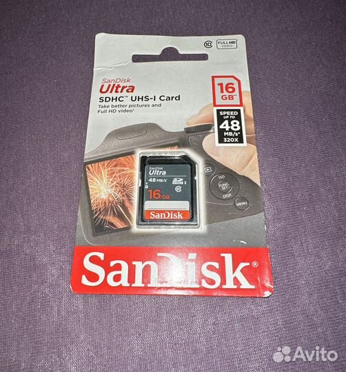 Карта памяти sdhc SanDisk Ultra 16Gb UHS-I 48MB/S