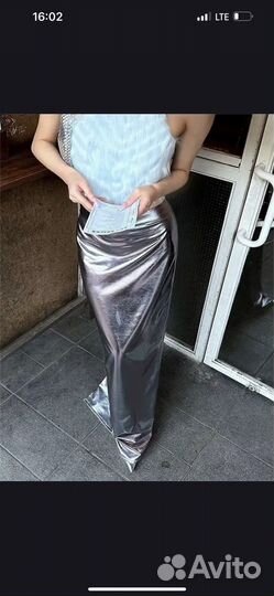Юбка металлик длинная в пол