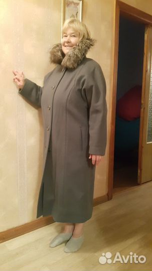 Шерстяное пальто с натуральным мехом